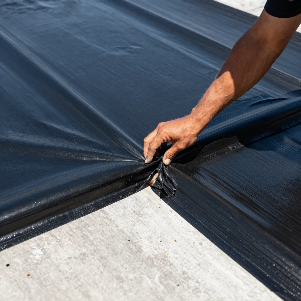 Torch-on waterproofing membrane close-up